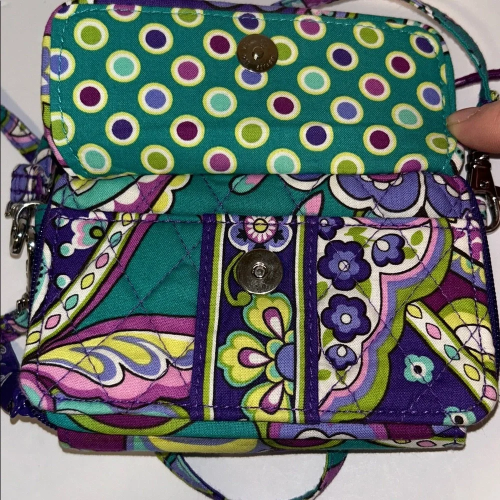 Vera Bradley All in One Crossbody Wristlet Multi Colored Quilted Wallet